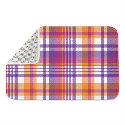 Purple And Orange Madras Plaid Print Indoor Door Mat