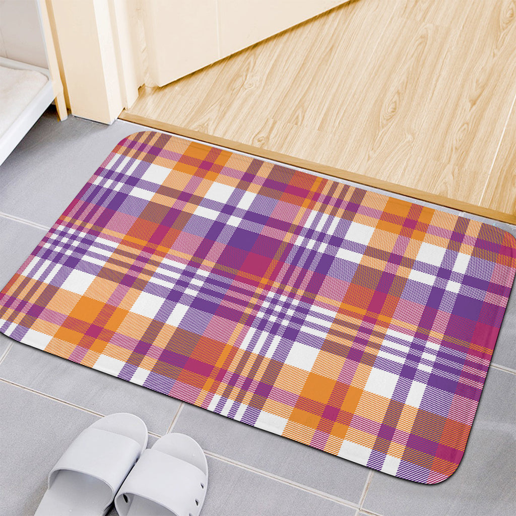 Purple And Orange Madras Plaid Print Indoor Door Mat