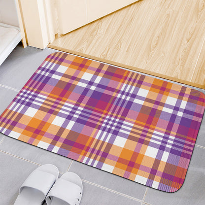Purple And Orange Madras Plaid Print Indoor Door Mat
