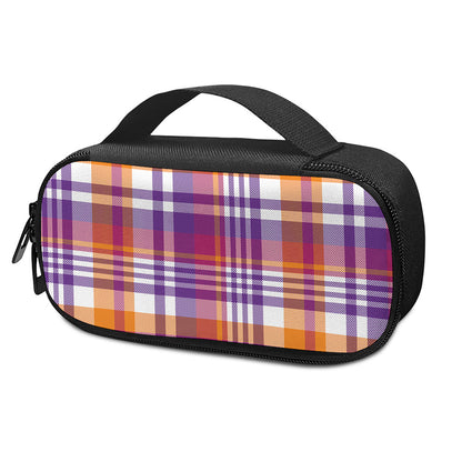Purple And Orange Madras Plaid Print Insulin Cooler Travel Case
