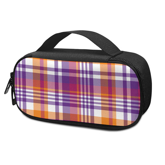 Purple And Orange Madras Plaid Print Insulin Cooler Travel Case