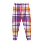 Purple And Orange Madras Plaid Print Jogger Pants