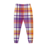 Purple And Orange Madras Plaid Print Jogger Pants