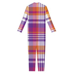 Purple And Orange Madras Plaid Print Jumpsuit