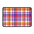 Purple And Orange Madras Plaid Print Kitchen Mat