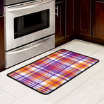 Purple And Orange Madras Plaid Print Kitchen Mat