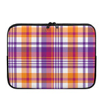 Purple And Orange Madras Plaid Print Laptop Sleeve