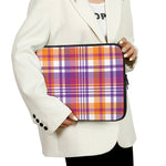 Purple And Orange Madras Plaid Print Laptop Sleeve
