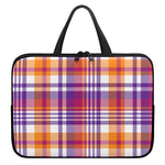 Purple And Orange Madras Plaid Print Laptop Sleeve With Handle