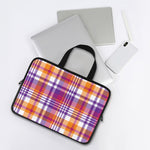 Purple And Orange Madras Plaid Print Laptop Sleeve With Handle