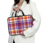 Purple And Orange Madras Plaid Print Laptop Sleeve With Handle