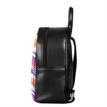 Purple And Orange Madras Plaid Print Leather Backpack