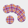 Purple And Orange Madras Plaid Print Leather Coaster Set