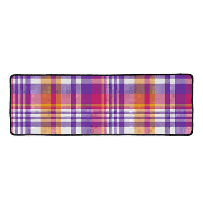 Purple And Orange Madras Plaid Print Long Kitchen Mat