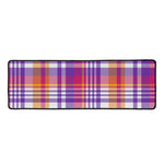 Purple And Orange Madras Plaid Print Long Kitchen Mat