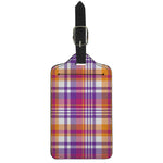 Purple And Orange Madras Plaid Print Luggage Tag