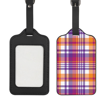 Purple And Orange Madras Plaid Print Luggage Tag