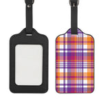 Purple And Orange Madras Plaid Print Luggage Tag