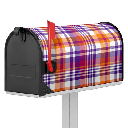 Purple And Orange Madras Plaid Print Mailbox Cover