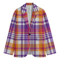 Purple And Orange Madras Plaid Print Men's Blazer