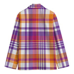 Purple And Orange Madras Plaid Print Men's Blazer