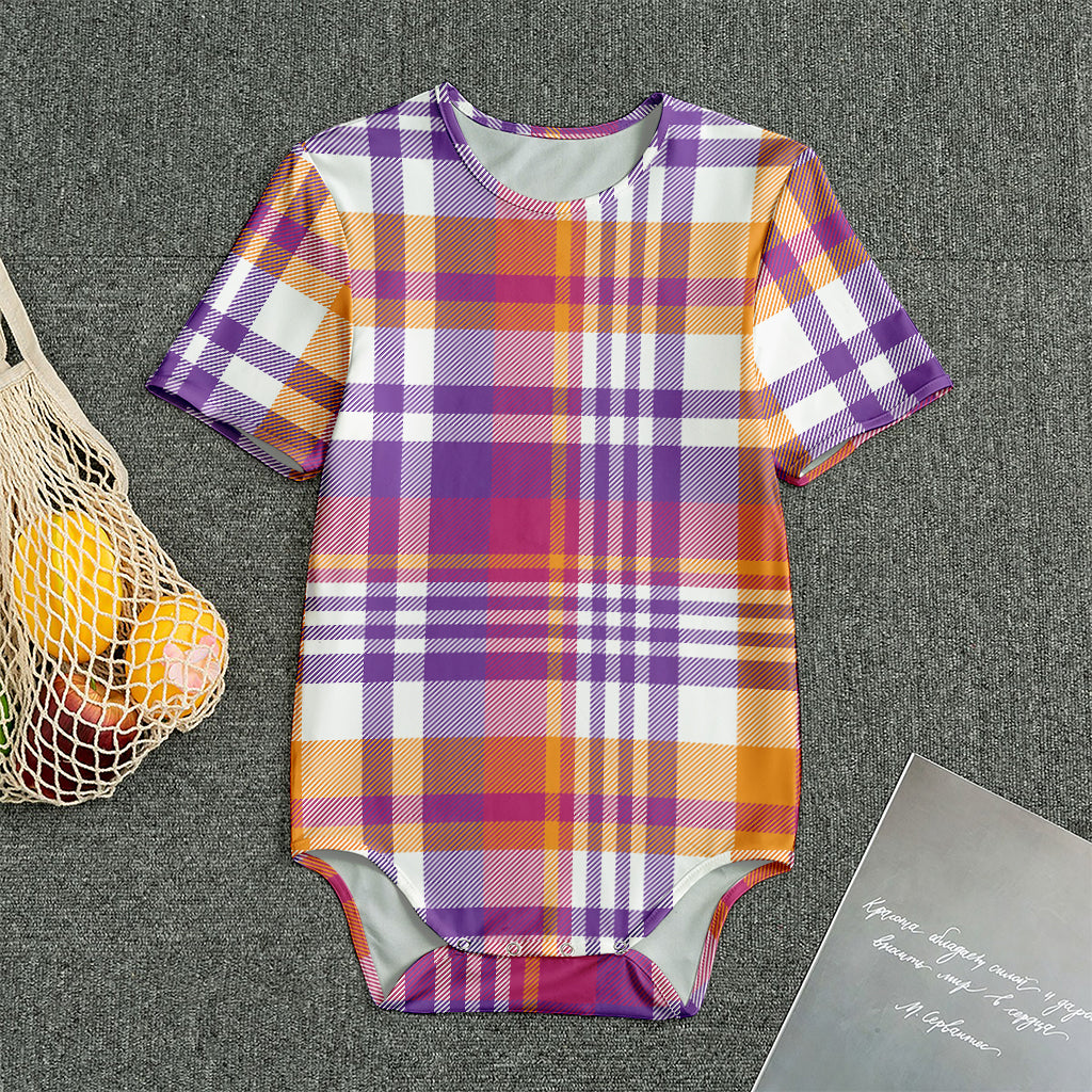 Purple And Orange Madras Plaid Print Men's Bodysuit
