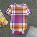 Purple And Orange Madras Plaid Print Men's Bodysuit