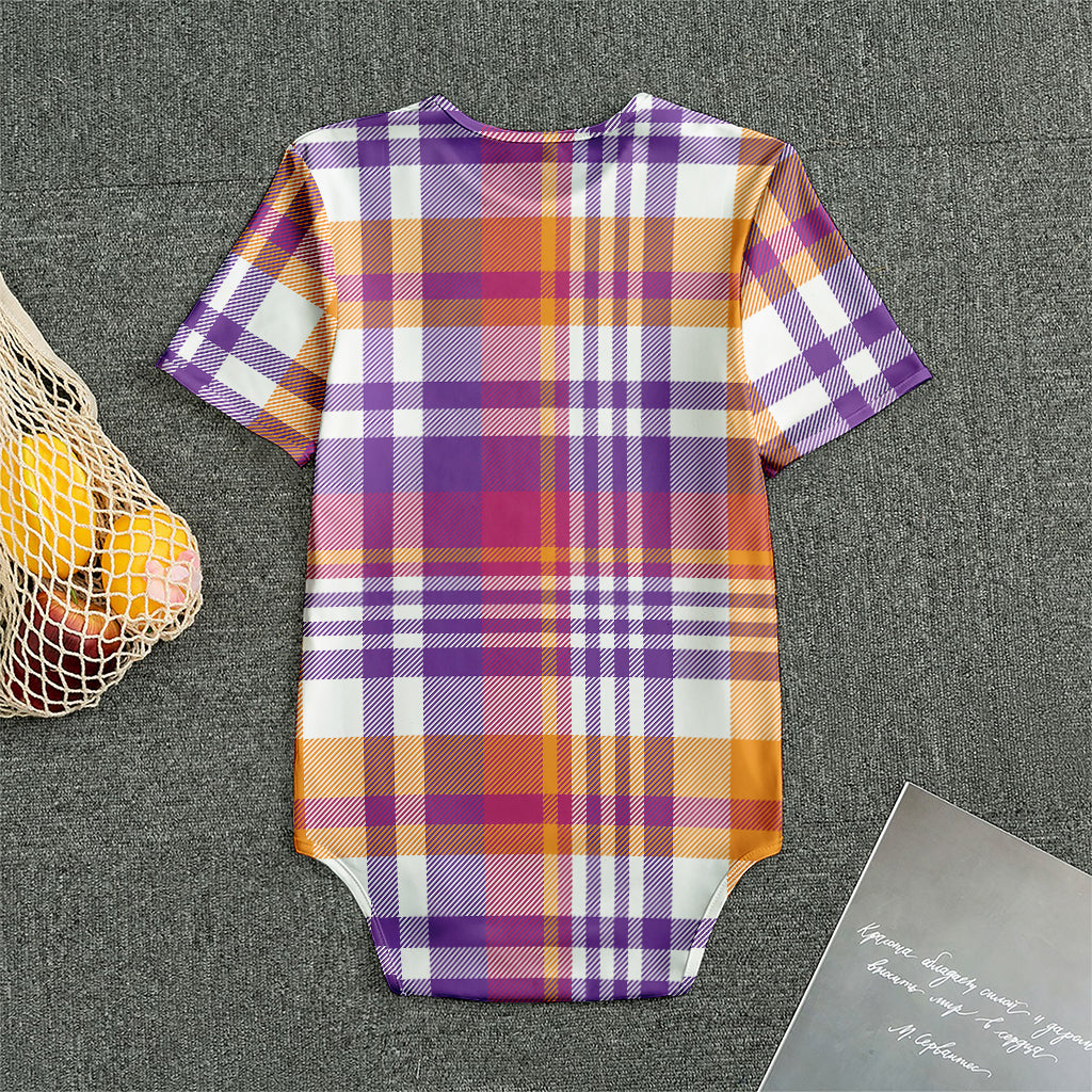 Purple And Orange Madras Plaid Print Men's Bodysuit