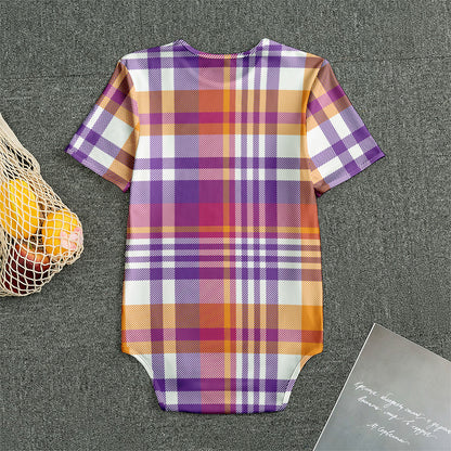 Purple And Orange Madras Plaid Print Men's Bodysuit