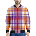 Purple And Orange Madras Plaid Print Men's Bomber Jacket