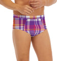 Purple And Orange Madras Plaid Print Men's Briefs