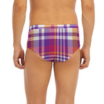 Purple And Orange Madras Plaid Print Men's Briefs