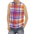 Purple And Orange Madras Plaid Print Men's Fitness Tank Top
