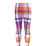 Purple And Orange Madras Plaid Print Men's leggings