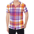 Purple And Orange Madras Plaid Print Men's Shirt