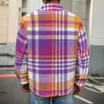 Purple And Orange Madras Plaid Print Men's Shirt Jacket