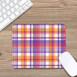 Purple And Orange Madras Plaid Print Mouse Pad