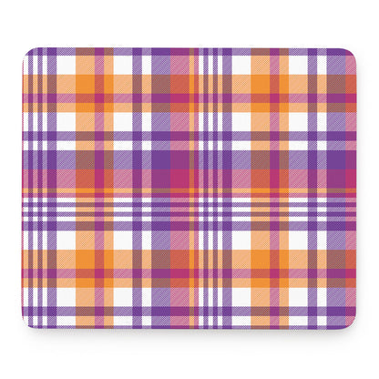 Purple And Orange Madras Plaid Print Mouse Pad