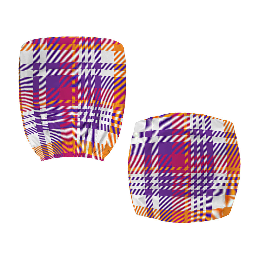 Purple And Orange Madras Plaid Print Office Chair Cover