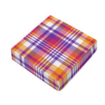 Purple And Orange Madras Plaid Print Outdoor Seat Cushion Cover