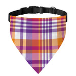 Purple And Orange Madras Plaid Print Over The Collar Dog Bandana