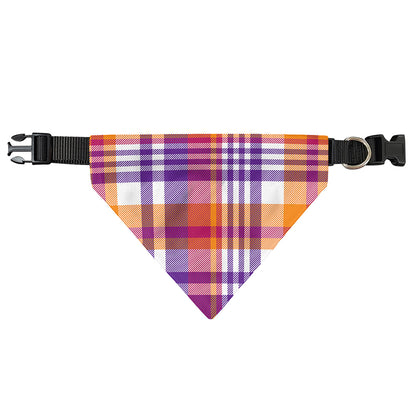 Purple And Orange Madras Plaid Print Over The Collar Dog Bandana