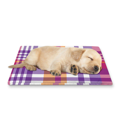 Purple And Orange Madras Plaid Print Pet Cooling Mat Cover