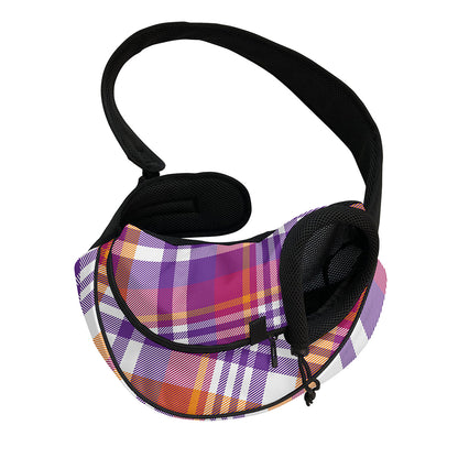 Purple And Orange Madras Plaid Print Pet Sling Carrier