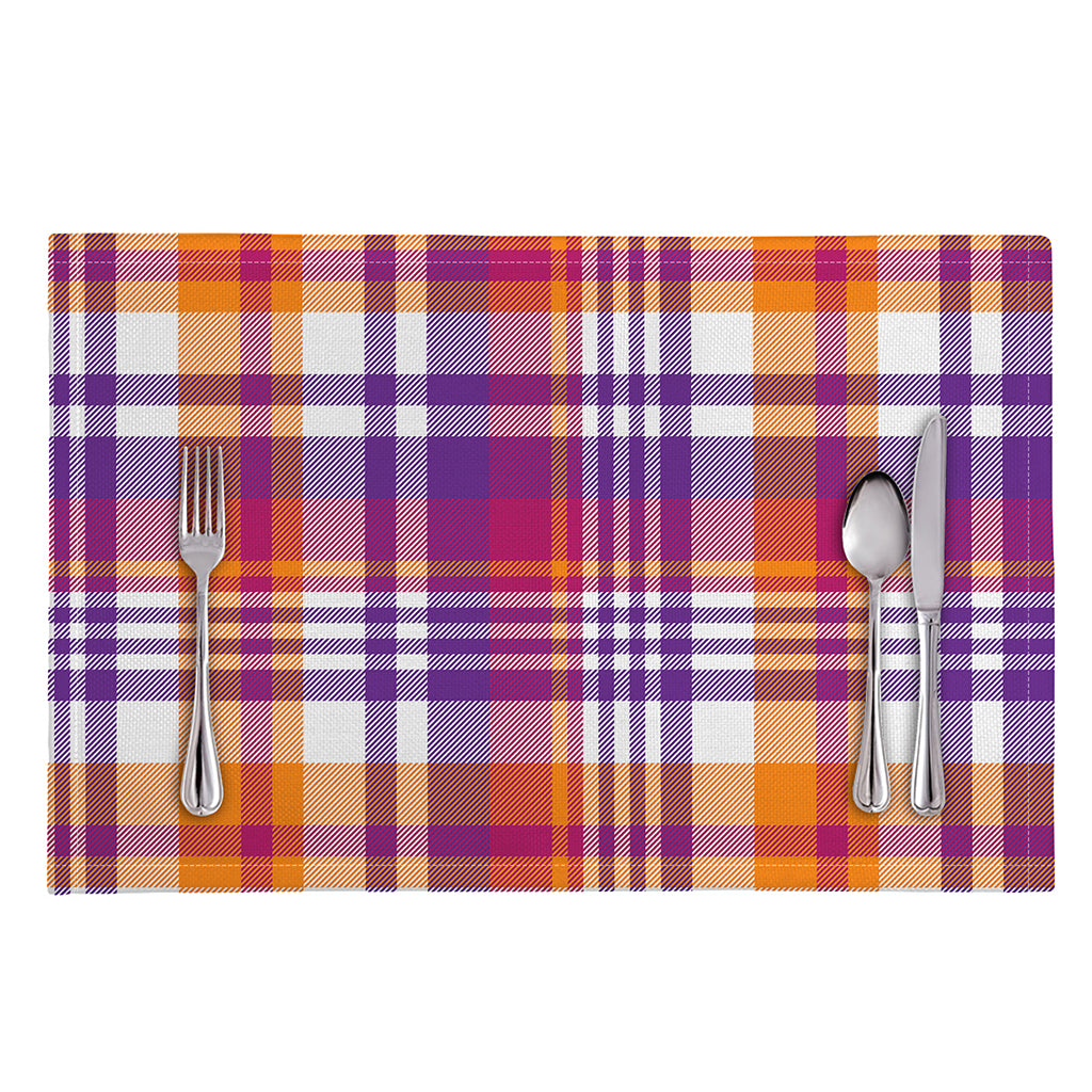 Purple And Orange Madras Plaid Print Placemat
