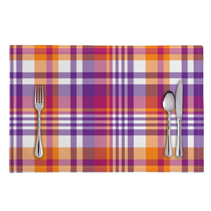 Purple And Orange Madras Plaid Print Placemat