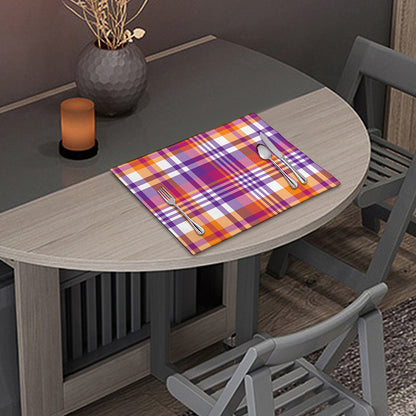 Purple And Orange Madras Plaid Print Placemat