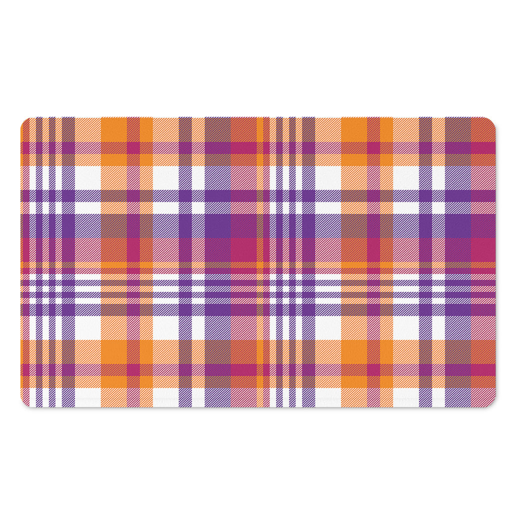 Purple And Orange Madras Plaid Print Polyester Doormat