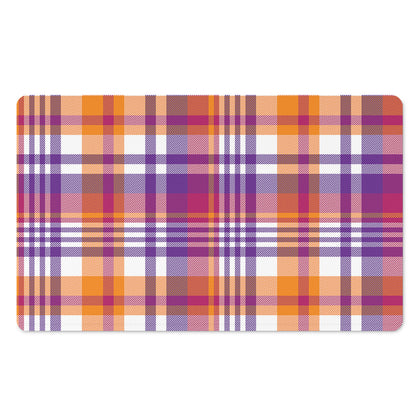 Purple And Orange Madras Plaid Print Polyester Doormat