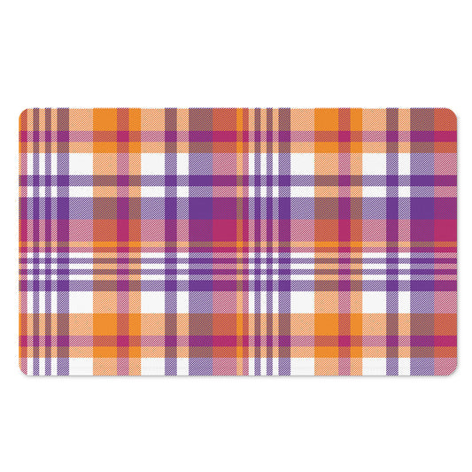 Purple And Orange Madras Plaid Print Polyester Doormat